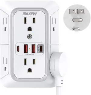 DEPOW Multi Plug Outlet Surge Protector, Wall Charger with 6 Outlet Splitter with 4 USB Ports(PD 20W), 3-Sided 1050J Surge Protector Power Strip for Home Office Dorm Room Essentials-ETL DEPOW Multi Plug Outlet Surge Protector, Wall Charger with 6 Outlet Splitter with 4 USB Ports(PD 20W), 3-Sided 1050J Surge Protector Power Strip for Home Office Dorm Room Essentials-ETL