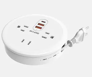 European Travel Plug Adapter, European Power Strip with 3 AC Outlets 1 USB-C and 2 USB-A Ports, Europe to US Plug Adapter Type C for EU Germany France Spain Italy Travel (4ft) European Travel Plug Adapter, European Power Strip with 3 AC Outlets 1 USB-C and 2 USB-A Ports, Europe to US Plug Adapter Type C for EU Germany France Spain Italy Travel (4ft)