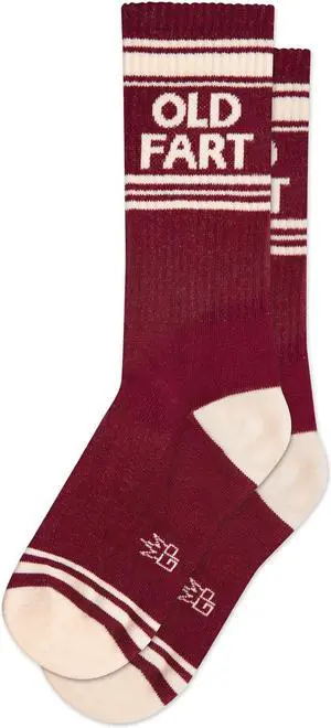 OLD FART, Gumball Poodle Unisex Novelty Crew Socks Burgundy