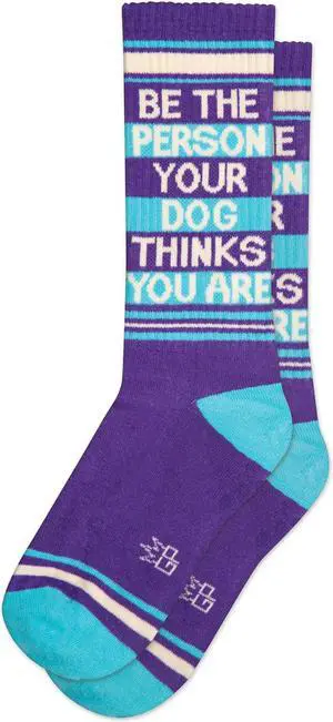 BE THE PERSON YOUR DOG THINKS YOU ARE, Gumball Poodle Unisex Novelty Crew Socks Purple