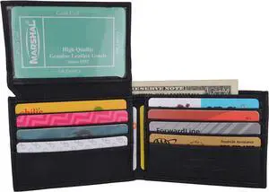 Kids Genuine Leather Slim Flap Up Card ID Bifold Wallet
