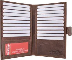 Men's RFID Blocking Soft Vintage Genuine Leather Bifold Credit Card Holder with Button Closure RFID1629HTC