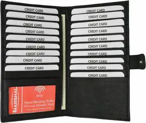 Black RFID Blocking Leather Bifold Credit Card ID Holder with Button Closure