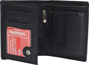 Marshal Men's Credit Card Holder with ID Window and Zipper Pouch Brown