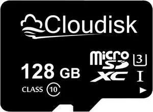 1-Pack Cloudisk MicroSD Card 128GB Class10 U3 V30 A2 UHS-I Flash MicroSDXC Card High Speed micro SD Memory Card For 4K high-definition camera smartphone  tablet and laptop