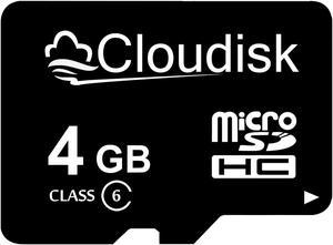 4GB 1-Pack Micro SD Card Cloudisk Class 6 Flash MicroSDHC Card High Speed Micro SD memory Card For Digital camera Smartphone  tablet laptop and more