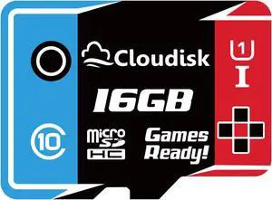 16GB 1-Pack Cloudisk Games Ready Micro SD Card microSDHC Flash Memory Card For Action Camera and1080p Video Recording UHS-I A1 U1 C10