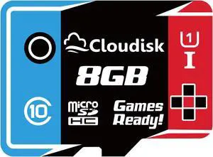 8GB 1-Pack Cloudisk Games Ready Micro SD Card microSDHC Flash Memory Card For Action Camera and 1080p Video Recording UHS-I A1 U1 C10