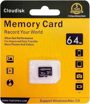1-Pack 64GB MicroSD Card Cloudisk UHS-I U3 V30 A2 Class10 microSDXC High Speed Memory Card with High Compatibility For Smartphone Tablet 4K Ultra HD Video Recording and Security Camera