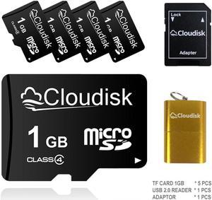 1GB 5Pack Cloudisk MicroSD Memory Card Class 4 Flash Memory Card High Speed for Old phones  E-books Small files and more With SD Adapter and USB Flash Drive