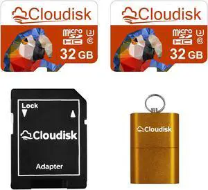 Cloudisk Micro SD Card 32GB 2-Pack With SD Adapter and USB Flash Drive MicroSDHC Memory Card Class10 U3 V30 High Speed For Smartphone Video Camera and more