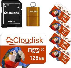 128MB(NOT GB) 5-Pack Cloudisk Micro SD Card  With SD Adapter and USB Flash Drive Class4 TF Card Flash Memory Card Suitable for advertising image display text storage and more NOT for Camera