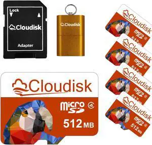 512MB(NOT GB) 5Pack Cloudisk Micro SD Memory Card With SD Adapter and USB Flash Drive Class4 TF Card Flash Memory Card for advertising image display text storage and more NOT for videos or camera