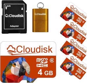 4GB 5Pack Cloudisk Micro SD Card MicroSDHC Memory Card With SD Adapter and USB Flash Drive Class 6 Flash Memory Card for Smartphone Video Camera MP3 player laptops and more