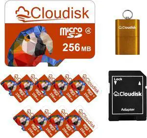 256MB(NOT GB) 10Pack Cloudisk MicroSD Memory Card With SD Adapter and USB Flash Drive Class 4 TF Card Flash Memory Card for advertising image display text storage NOT for videos or camera