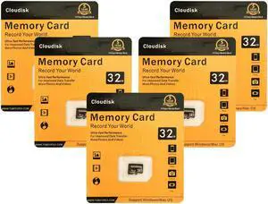 32GB 5 Pack Micro SD Card Cloudisk Class10 U3 V30 A2  microSDXC Flash Memory Card with High Compatibility For Smartphone Tablet and 4K Ultra HD Video Recording With Adapter and USB Flash drive