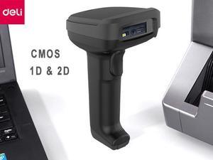 Deli Barcode Scanner Handheld USB 1D 2D Wired Automatic QR Code Scanner CMOS Image Bar Code Reader