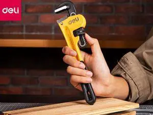 Deli 10-Inch Heavy Duty Pipe Wrench Adjustable Plumbing Wrench Aluminum Straight Pipe Wrench