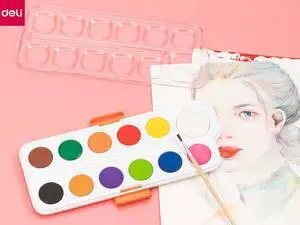 Deli 12 Colors Watercolor Paint Watercolor Paint Set with Paint Brushes Non-toxic Water Color Paints Sets for Kids, Adults, Beginners and Artists