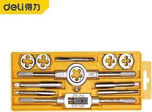 12-Piece Screw Tap and Die Sets SAE Unified Screw Thread Essential Threading Tool Kit with Complete Handles and Accessories