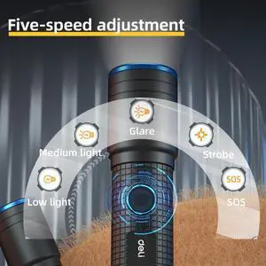LED Flashlights Lumens - Mini Flashlights for Camping, Hiking, Walking - Powerful Emergency Flashlights with 5 Modes for Outdoor Use - Bright Flashlight with Zoomable Beam Waterproofsafe Outdoor