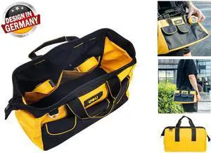 13-inch Wide Mouth Tool Bag with Apex Handle Design Water Proof Molded Base,Adjustable Shoulder Strap Tool Bag for Cars, Drill, Garden, and Electrician