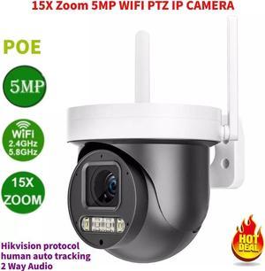 Hi Compatible 5MP 15X Zoom WIFI POE IP Camera Tracking In Mic w/Card Slot