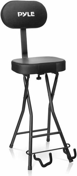 Pyle PYG60 Performer Chair Seat Portable Stool with Adjustable Guitar Stand