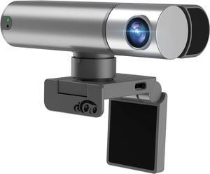 Webcam,2K Web cam with Intelligent Sensor, AI Auto Tracking, Gesture Control, 2X Zoom, Noise-Canceling Microphones, No App, Computer Camera for YouTube Gaming Conference Teaching Streaming