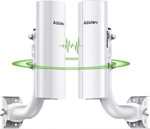 Gigabit Wireless Bridge with Brackets,AdaLov Point to Point/Multipoint WiFi Bridges,Outdoor CPE with 100/1000Mbps LAN Port,5.8G 3KM High Speed Wireless Ethernet Bridge with 16dBi Directional Antenna