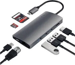 SATECHI TYPE-C MULTI-PORT ADAPTER V2-4K HDMI, ETHERNET, USB-C, SD/MICRO, USB 3.0 - MACBOOK PRO, MACBOOK AIR     SPACE GRAY