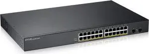 ZYXEL 26-Port PoE Switch Gigabit Ethernet Smart (GS1900-24HPV2) - Managed, with 24x PoE+ @ 170W, 2X SFP, Rackmount, Limited Lifetime Protection