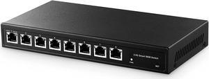 Binardat 8 Port 2.5G Managed Switch, 8 x 2.5 Gigabit RJ-45 Base-T Ports, Web Managed Multi-Gigabit Desktop Ethernet Switch