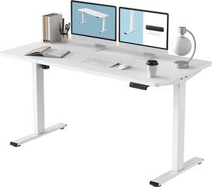 FLEXISPOT EN1 Large Stand Up Desk 55 Inches Whole-Piece Desk Computer Workstation Ergonomic Memory Controller Height Adjustable Standing Desk (White Frame + 55" White Top, 2 Packages)