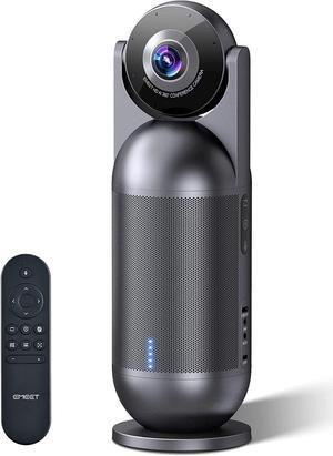 EMEET Meeting Capsule, 4K Captured 1080P Output 360° Conference Room Webcam 8 Mics and 10W Speaker, 5 Video Modes, AI Voice/Face/Figure Tracked Conference Room Camera w/Noise Reduce, Remote Control