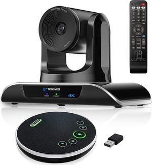 4K Conference Room Camera System, AI Auto-Tracking PTZ Camera 5X Digital Zoom with Wireless Bluetooth Speakerphone Set USB 124-Degree Wide-Angle for Zoom Skype Teams OBS and More