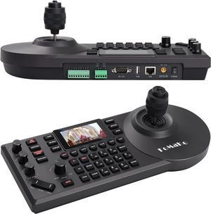 FoMaKo PTZ Controller PoE NDI Camera Controller Built-in 3-inch LCD Screen 4D Joystick PTZ Controller for Church Live Service Education, Visca PELCO D/P RS232 RS485, Black (FoMaKo KC608 Pro)