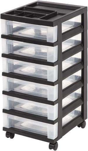 Plastic 6-Drawer Storage Cart, 26 7/16" x 12 1/16" x 14 1/4"