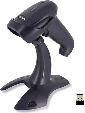 Alacrity 2D QR Wireless Barcode Scanner with Stand, 2.4GHz Wireless & Wired USB Hands Free Barcode Reader for Industry, Retail, Logistics, Warehouses, 6709DA.