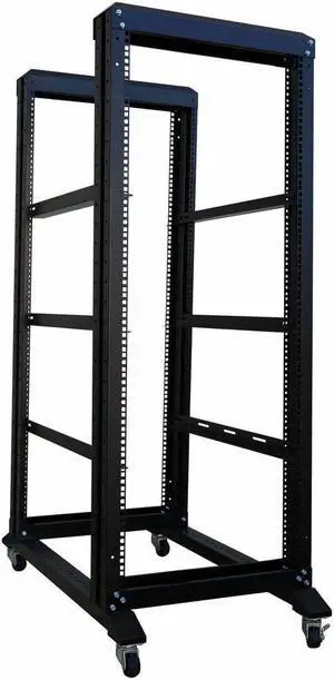 27U 4 Post 19"Open Frame Network Data Server Rack 32"Deep W/ L Rails