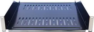 2 Pack 19" Vented Steel 2 Space 2U Rack Mount Cantilever Network Shelf 16" Deep