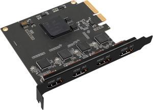 Quad HDMI PCIe Video Capture Card, 4-Channel HDMI Video Recorder Capture for Multi-Channel Live Streaming