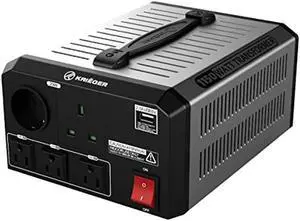 1150 Watt Voltage Transformer, 110/120V to 220/240V Step Up Step Down Voltage Converter with AC Outlets, MET Approved Under UL, CSA