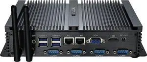 KINGDEL Powerful Mini PC, Fanless Industrial PC, Intel i5 Dual Core CPU, 8GB RAM, 128GB SSD, 2xNICs, 4xUSB 3.0, 4xCOM RS232, HD Port, Metal Case, Windows 11 Pro