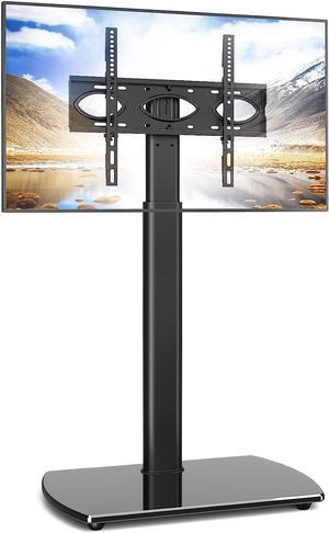 Rfiver TV Floor Stand with Swivel Mount, Universal for 32-65 Inch LCD LED Flat Screens, Black Height Adjustable Space Saving Corner TV Stand for Home Office with Wire Management, VESA 400x400 mm