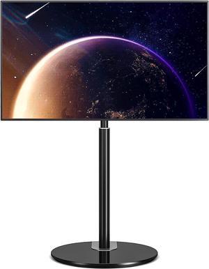 Rfiver Swivel Floor TV Stand with 90 Degree Swivel for 32-65 inch LCD LED TV, Modern Simple Design Black Corner TV Floor Stand with Round Glass Base, VESA 400x400 mm