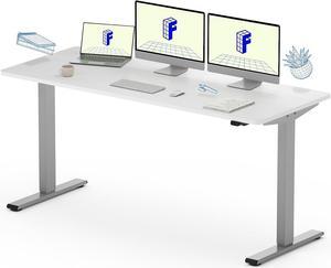 FLEXISPOT EC1 Adjustable Desk 60 x 24 Inches Stand Up Desk Workstation Electric Height Adjustable Standing Desk with Splice Board (Gray Frame + 60 inches White Top)