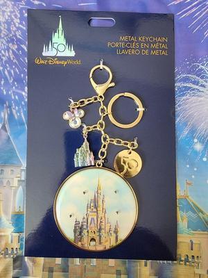Disney 50th Anniversary Metal Keychain with Charms