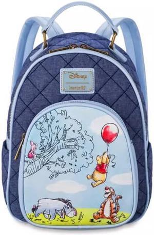 Disney Parks Winnie the Pooh Denim Faux Leather Lined Loungefly Backpack