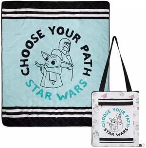 Disney Star Wars Baby Yoda Grogu Picnic Outdoor Travel Folding Blanket with Carry Handle